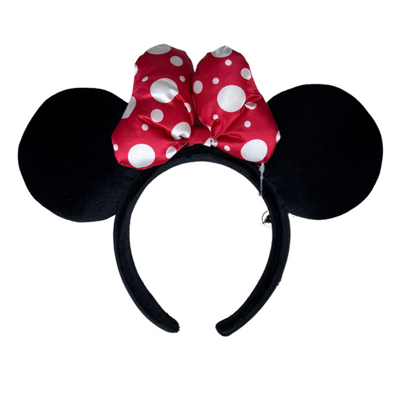 NWT Disney Parks Classic Minnie Mouse Black Ears With Red Polka Dot Satin Bow - Picture 1 of 5